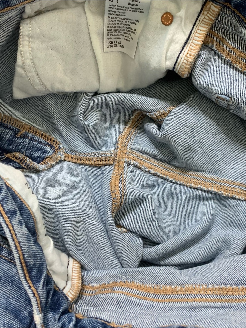 American Eagle women’s blue cotton barrel jeans 4 reg - Picture 8 of 9